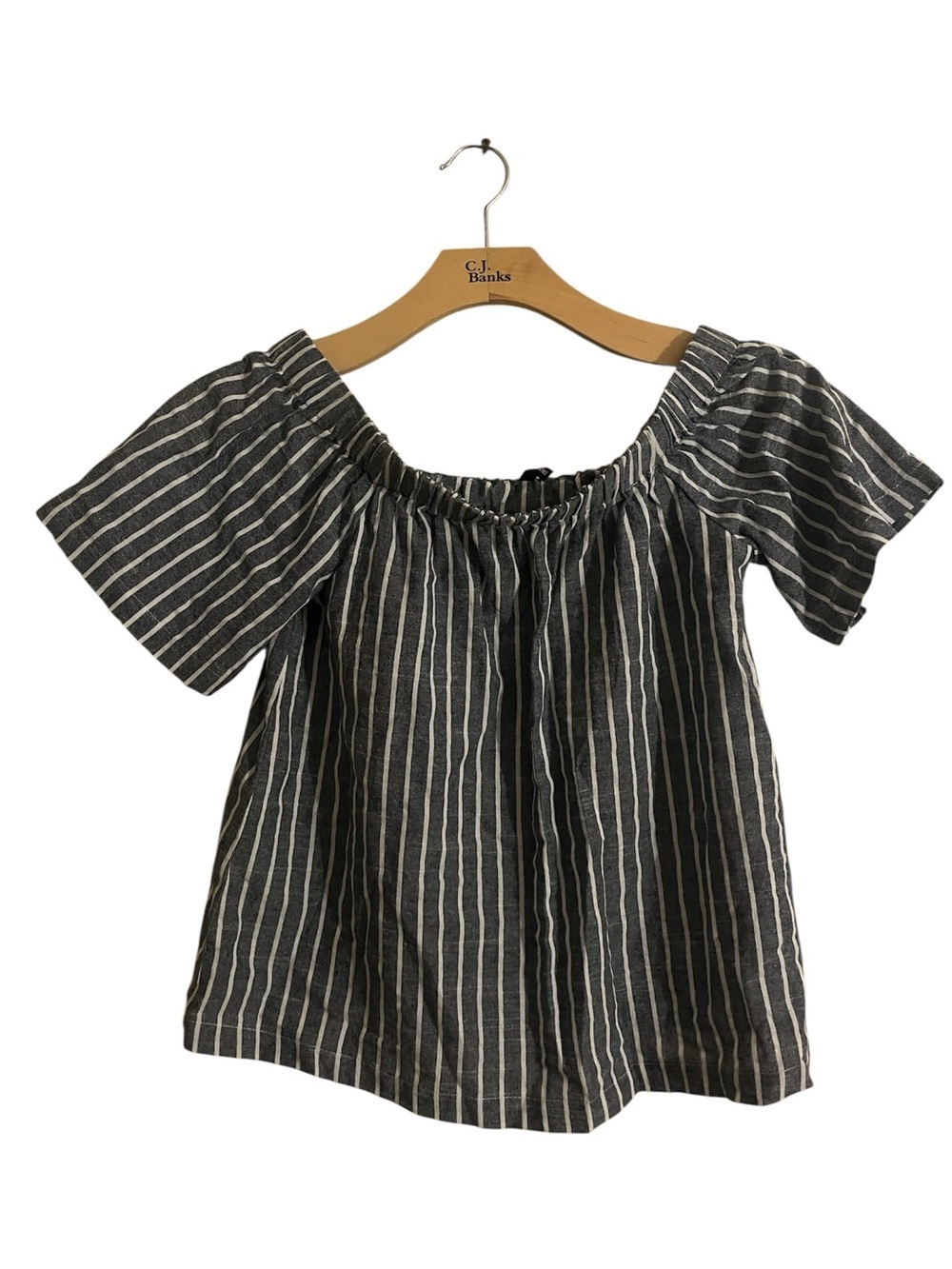 Off-Shoulder Striped Linen-Blend Top
